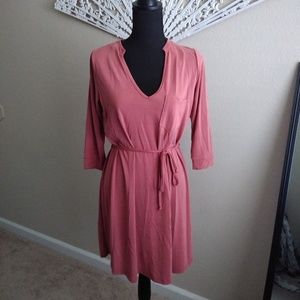 Salmon pink quarter sleeve dress
